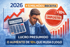 Entenda como o aumento de 10% no Lucro Presumido afeta empresas com faturamento acima de 5 milhões em 2026. AEXO CONTABILIDADE